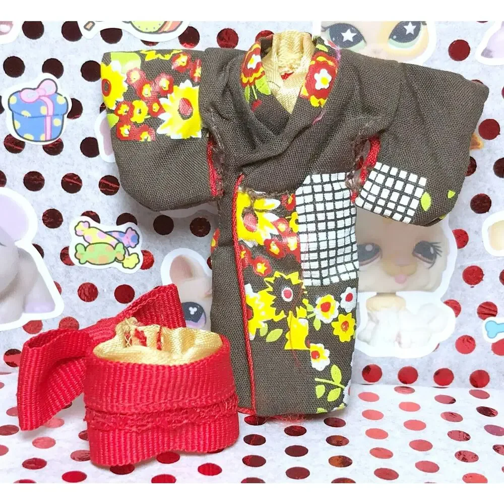 Petite Blythe Spring Chocolat Original Stock Outfit Kimono Purse for 4" Doll - Picture 4 of 5